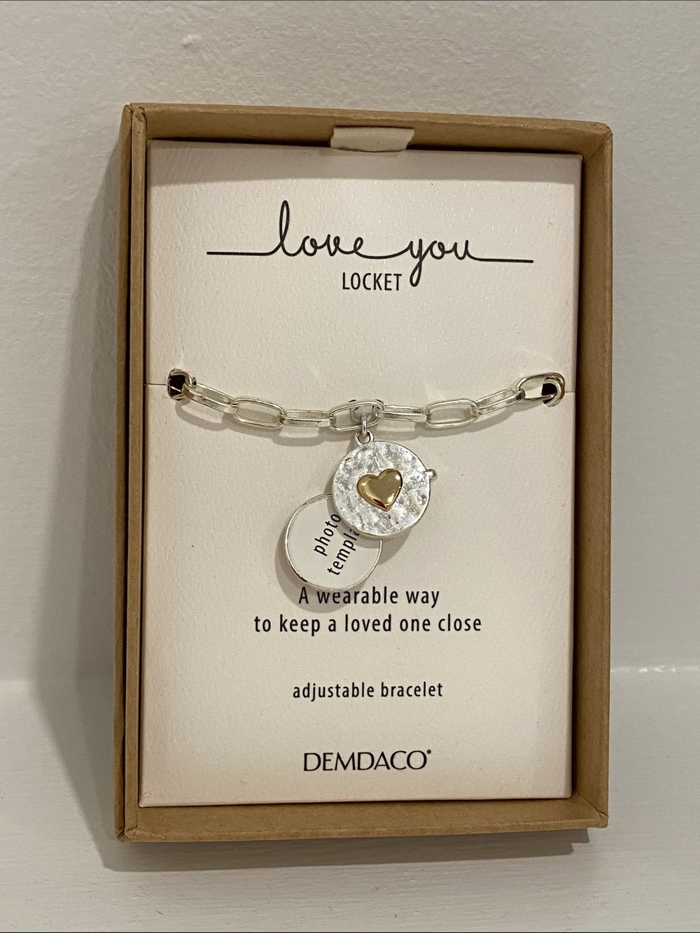 NEW IN BOX DEMDACO Silver and Gold Heart Locket Bracelet